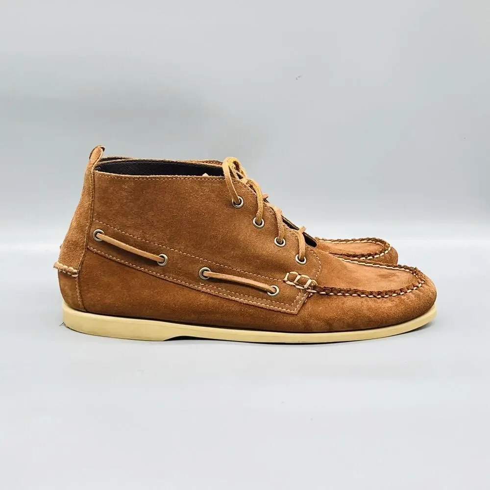 J Crew Shoes Mens 11 Brown Leather Boat Chukka Moc Toe Casual Comfort Walking
